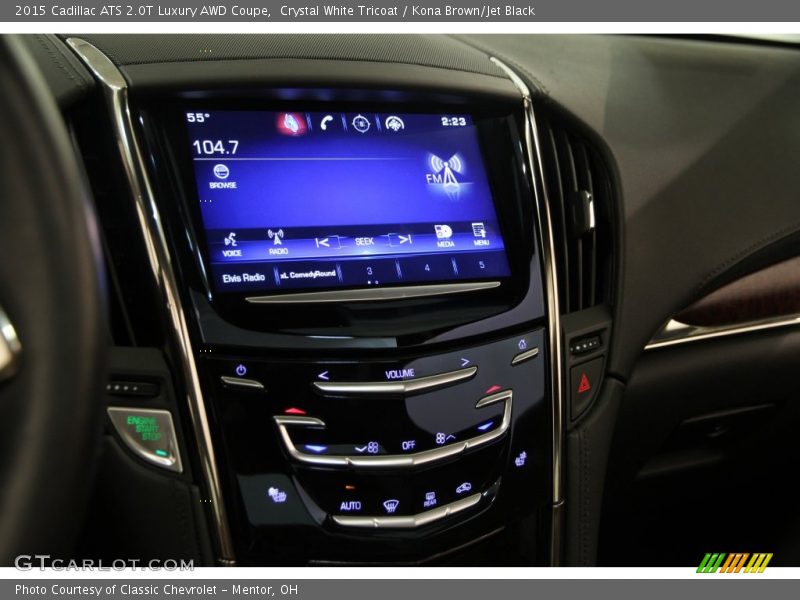Crystal White Tricoat / Kona Brown/Jet Black 2015 Cadillac ATS 2.0T Luxury AWD Coupe