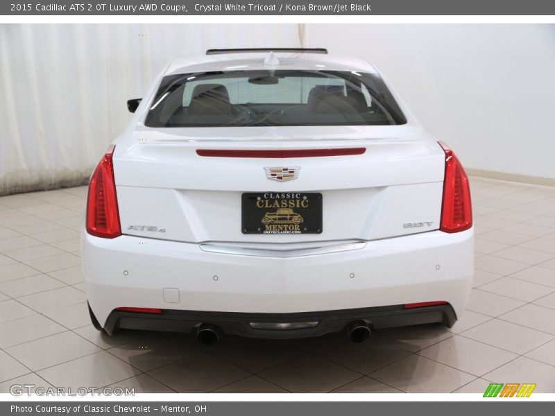 Crystal White Tricoat / Kona Brown/Jet Black 2015 Cadillac ATS 2.0T Luxury AWD Coupe