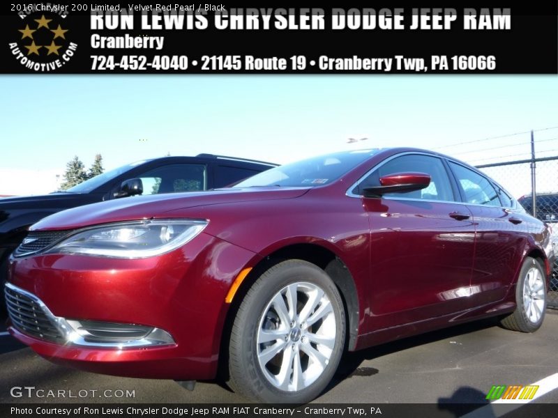 Velvet Red Pearl / Black 2016 Chrysler 200 Limited