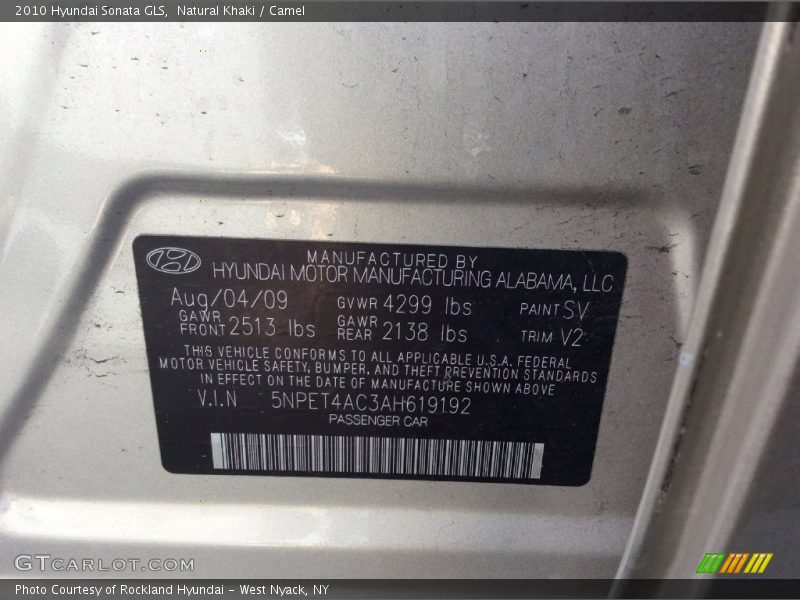 Natural Khaki / Camel 2010 Hyundai Sonata GLS