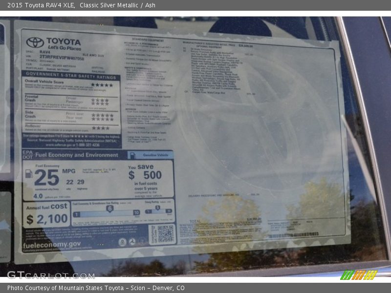 Classic Silver Metallic / Ash 2015 Toyota RAV4 XLE