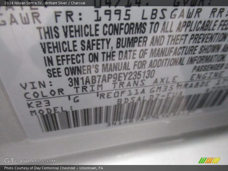 Brilliant Silver / Charcoal 2014 Nissan Sentra SV