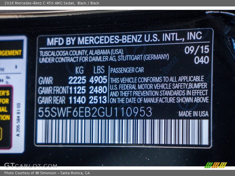 Black / Black 2016 Mercedes-Benz C 450 AMG Sedan