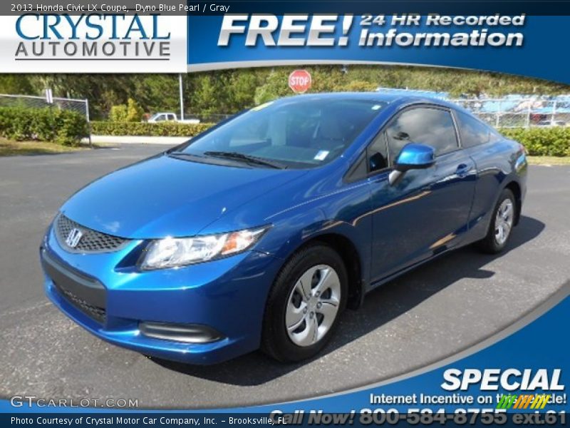 Dyno Blue Pearl / Gray 2013 Honda Civic LX Coupe