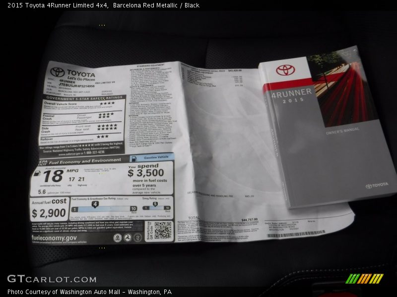 Barcelona Red Metallic / Black 2015 Toyota 4Runner Limited 4x4