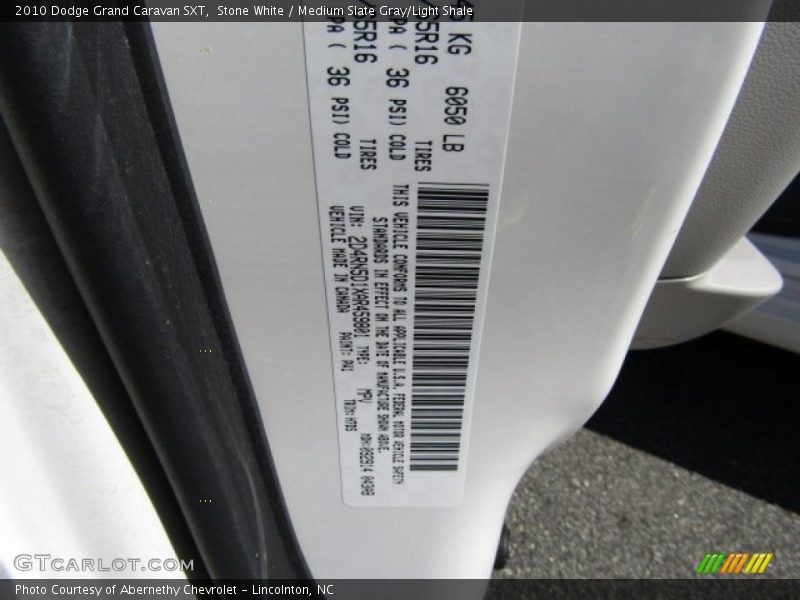 Stone White / Medium Slate Gray/Light Shale 2010 Dodge Grand Caravan SXT