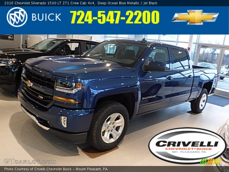 Deep Ocean Blue Metallic / Jet Black 2016 Chevrolet Silverado 1500 LT Z71 Crew Cab 4x4