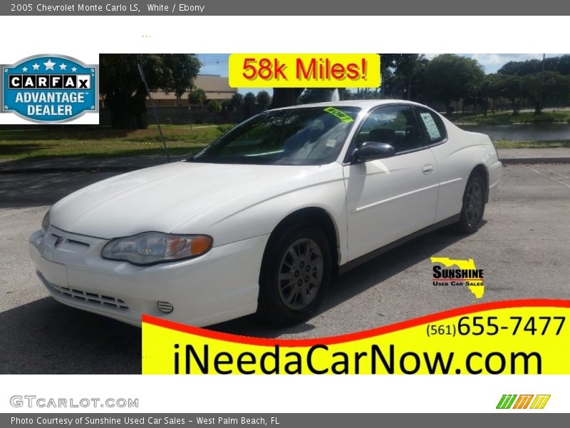 White / Ebony 2005 Chevrolet Monte Carlo LS
