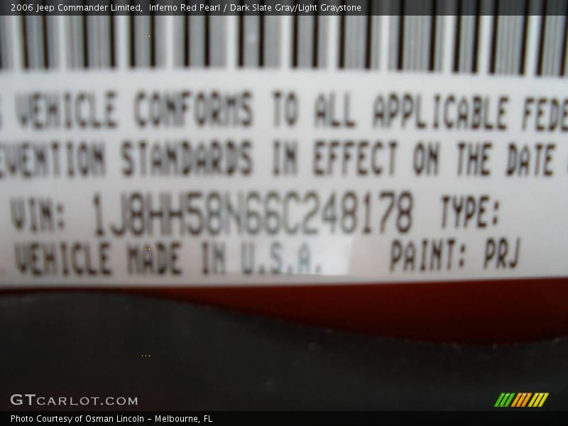 Inferno Red Pearl / Dark Slate Gray/Light Graystone 2006 Jeep Commander Limited
