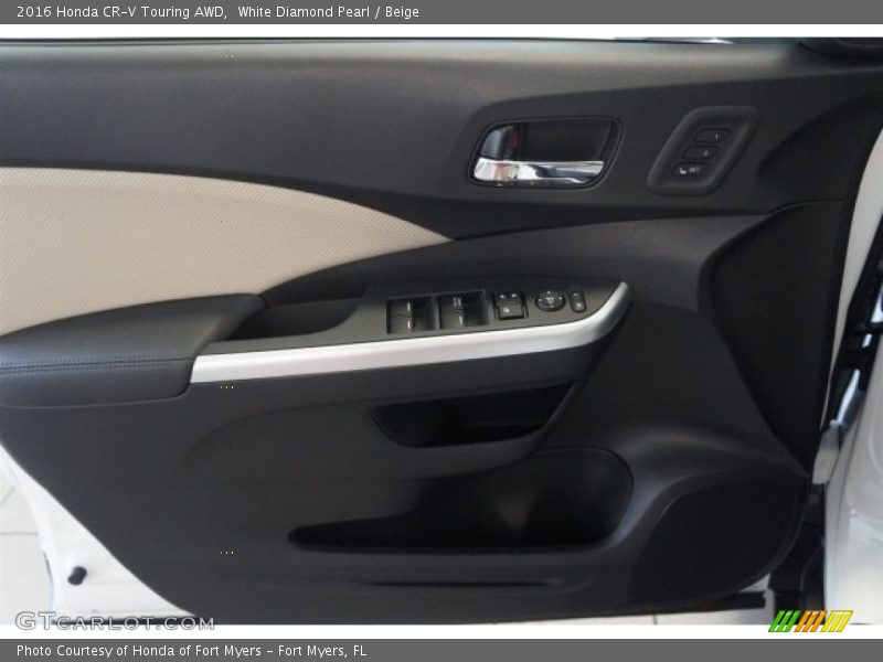 White Diamond Pearl / Beige 2016 Honda CR-V Touring AWD