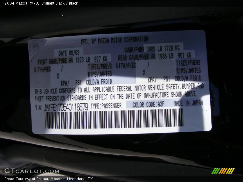 Brilliant Black / Black 2004 Mazda RX-8
