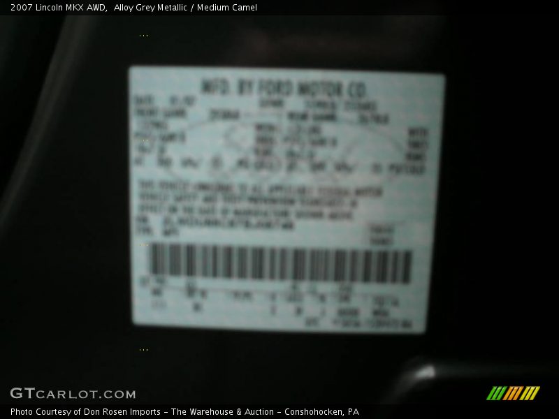 Alloy Grey Metallic / Medium Camel 2007 Lincoln MKX AWD