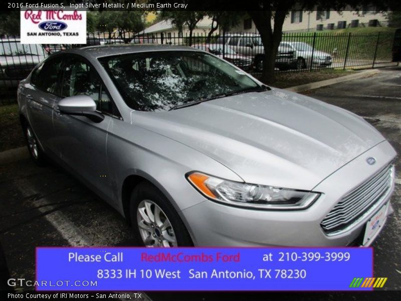 Ingot Silver Metallic / Medium Earth Gray 2016 Ford Fusion S