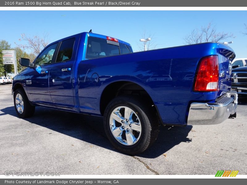 Blue Streak Pearl / Black/Diesel Gray 2016 Ram 1500 Big Horn Quad Cab