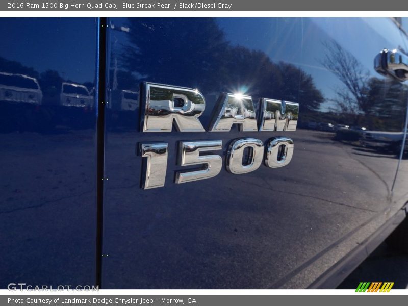 Blue Streak Pearl / Black/Diesel Gray 2016 Ram 1500 Big Horn Quad Cab