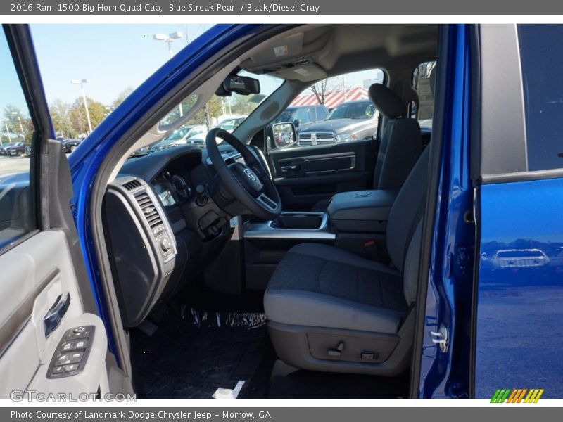Blue Streak Pearl / Black/Diesel Gray 2016 Ram 1500 Big Horn Quad Cab