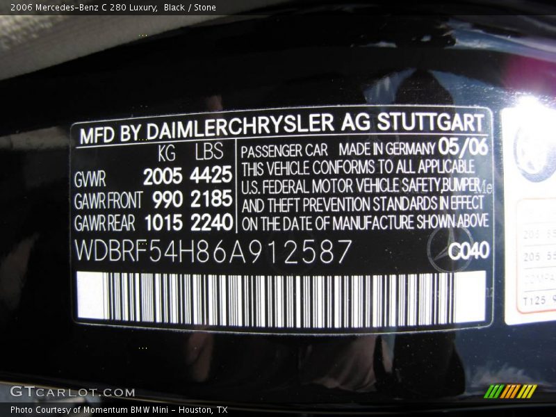 Black / Stone 2006 Mercedes-Benz C 280 Luxury