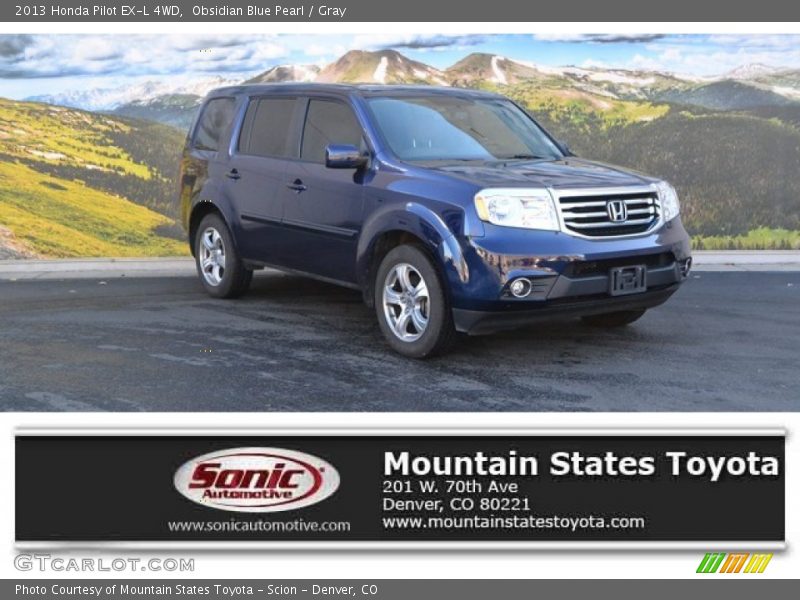 Obsidian Blue Pearl / Gray 2013 Honda Pilot EX-L 4WD