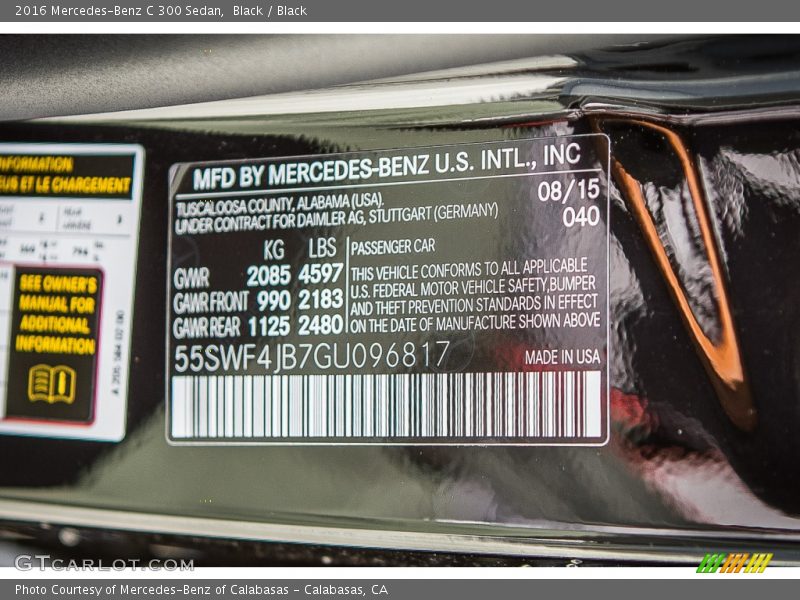Black / Black 2016 Mercedes-Benz C 300 Sedan