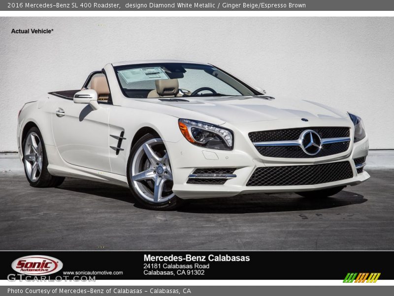 designo Diamond White Metallic / Ginger Beige/Espresso Brown 2016 Mercedes-Benz SL 400 Roadster