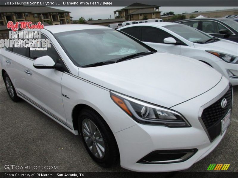Diamond White Pearl / Beige 2016 Hyundai Sonata Hybrid SE