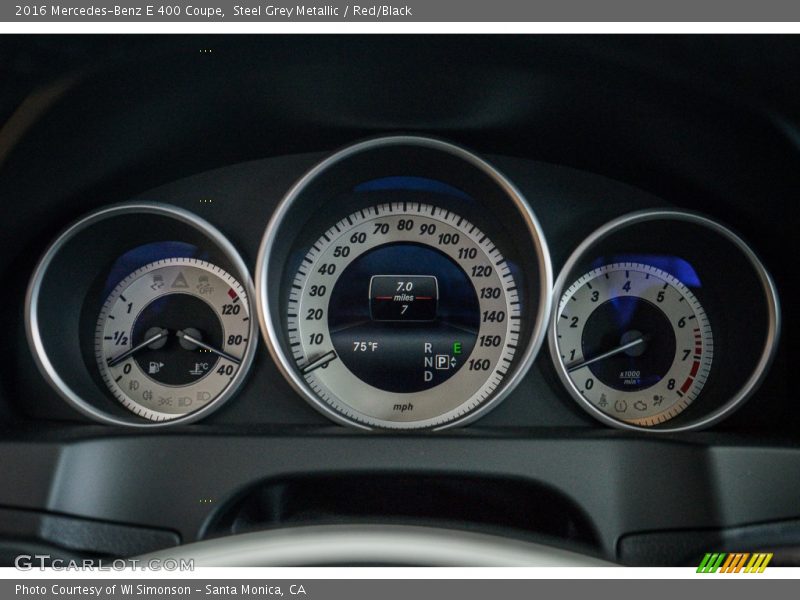 Steel Grey Metallic / Red/Black 2016 Mercedes-Benz E 400 Coupe