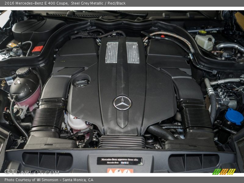 Steel Grey Metallic / Red/Black 2016 Mercedes-Benz E 400 Coupe
