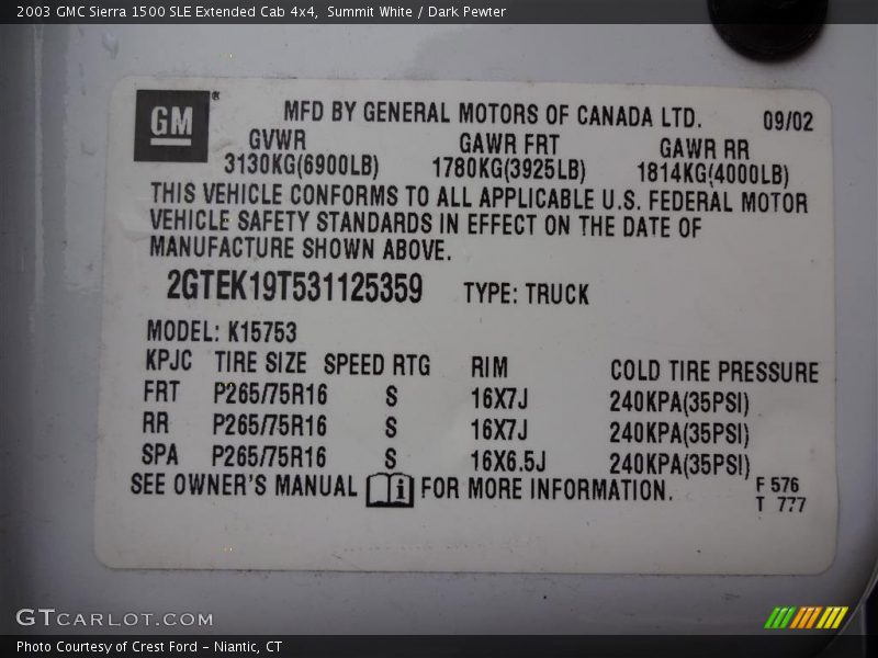 Summit White / Dark Pewter 2003 GMC Sierra 1500 SLE Extended Cab 4x4
