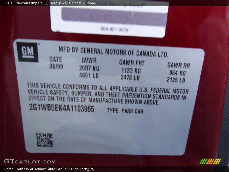 Red Jewel Tintcoat / Ebony 2010 Chevrolet Impala LT
