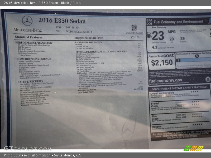 Black / Black 2016 Mercedes-Benz E 350 Sedan