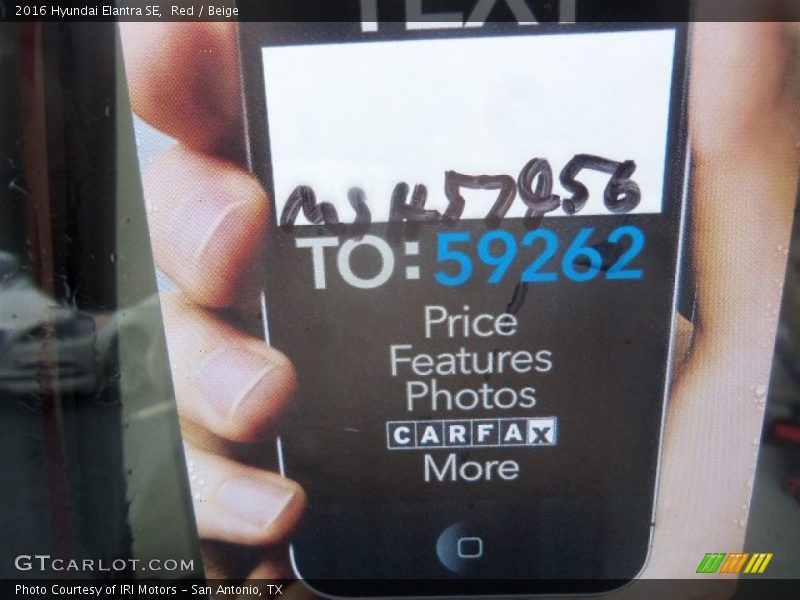 Red / Beige 2016 Hyundai Elantra SE