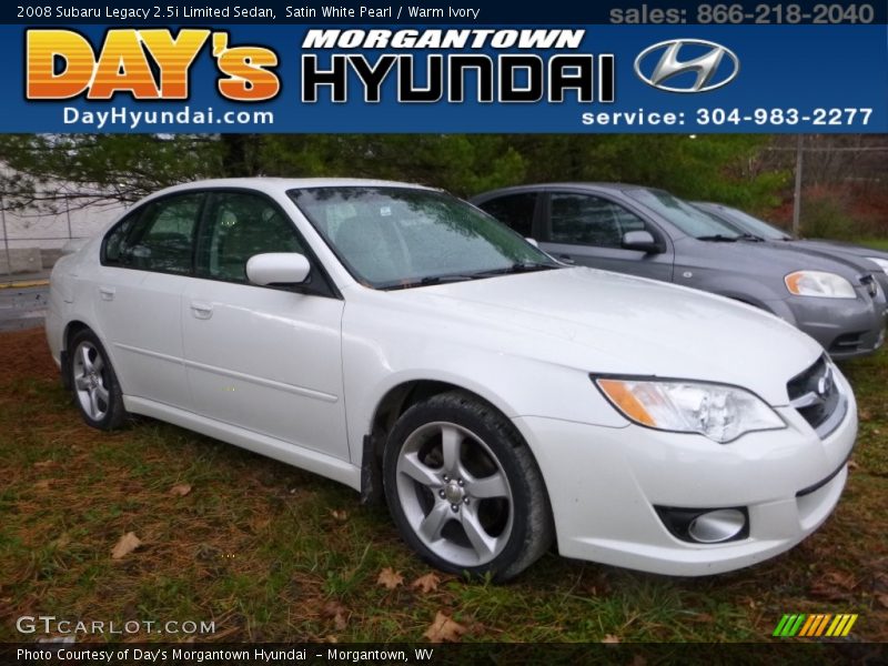 Satin White Pearl / Warm Ivory 2008 Subaru Legacy 2.5i Limited Sedan