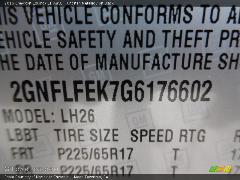 Tungsten Metallic / Jet Black 2016 Chevrolet Equinox LT AWD