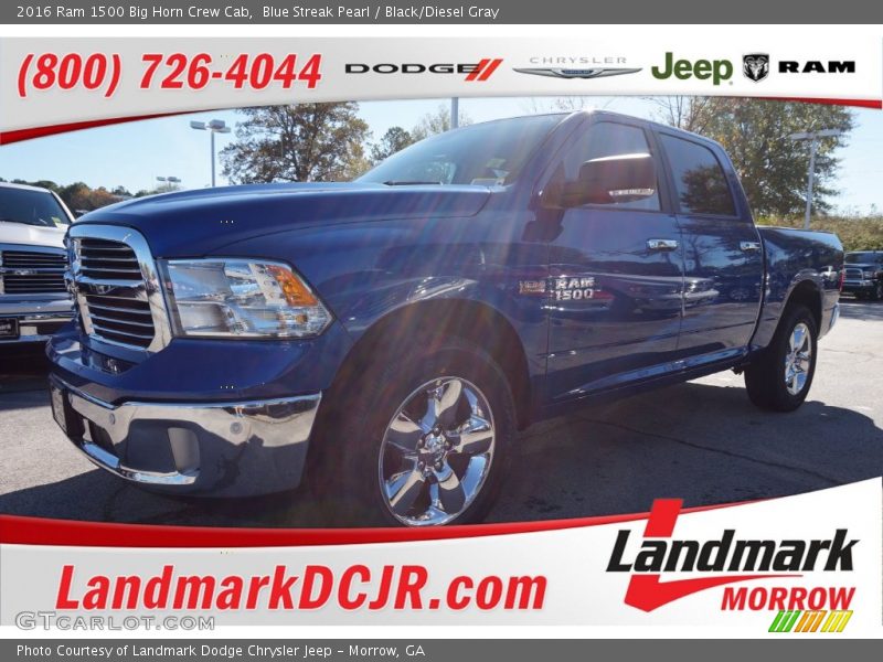 Blue Streak Pearl / Black/Diesel Gray 2016 Ram 1500 Big Horn Crew Cab