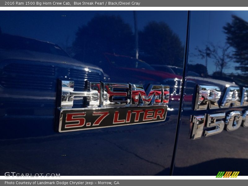 Blue Streak Pearl / Black/Diesel Gray 2016 Ram 1500 Big Horn Crew Cab