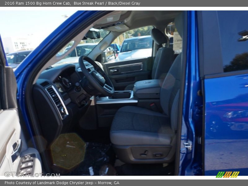 Blue Streak Pearl / Black/Diesel Gray 2016 Ram 1500 Big Horn Crew Cab