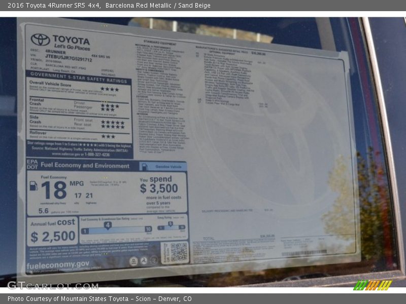 Barcelona Red Metallic / Sand Beige 2016 Toyota 4Runner SR5 4x4