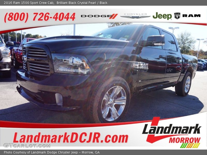 Brilliant Black Crystal Pearl / Black 2016 Ram 1500 Sport Crew Cab
