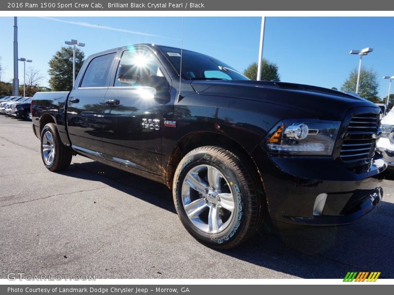 Brilliant Black Crystal Pearl / Black 2016 Ram 1500 Sport Crew Cab