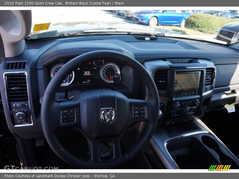 Brilliant Black Crystal Pearl / Black 2016 Ram 1500 Sport Crew Cab