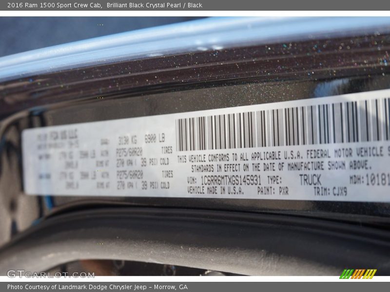 Brilliant Black Crystal Pearl / Black 2016 Ram 1500 Sport Crew Cab
