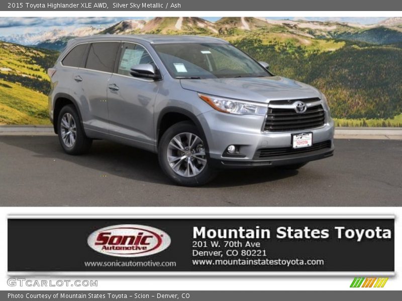 Silver Sky Metallic / Ash 2015 Toyota Highlander XLE AWD