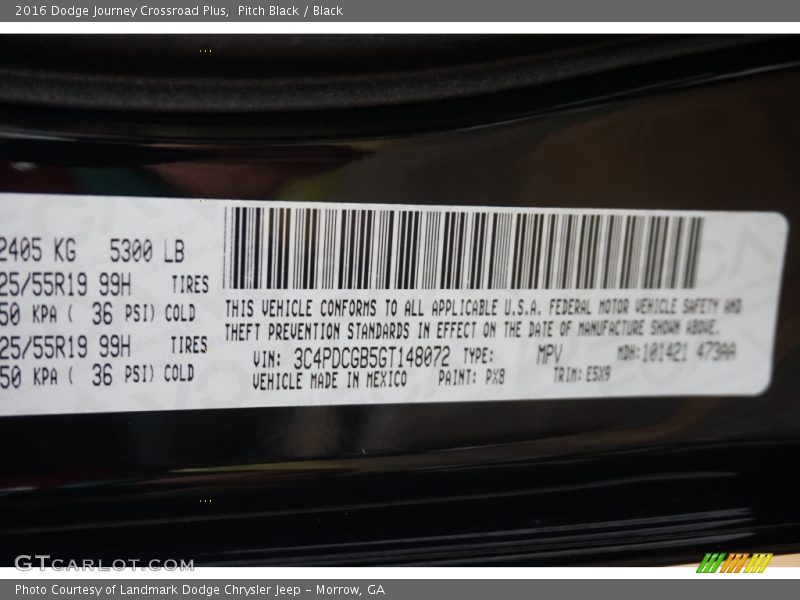 Pitch Black / Black 2016 Dodge Journey Crossroad Plus