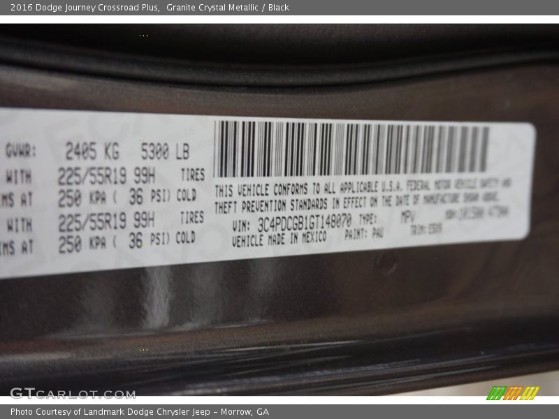 Granite Crystal Metallic / Black 2016 Dodge Journey Crossroad Plus
