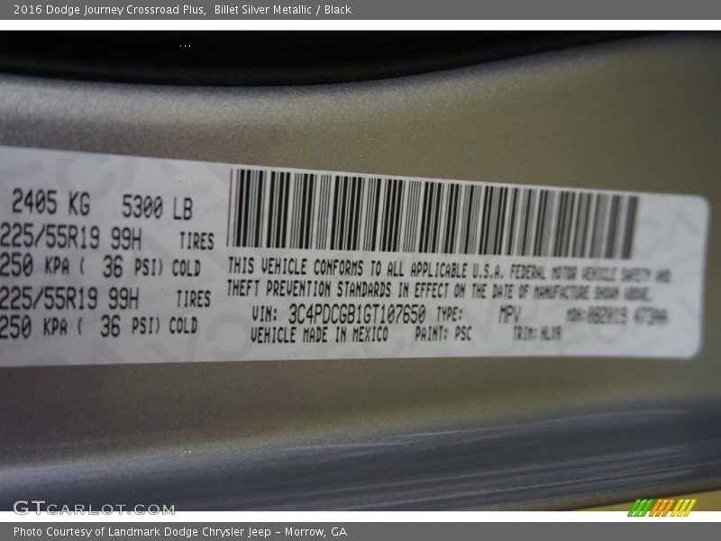 Billet Silver Metallic / Black 2016 Dodge Journey Crossroad Plus