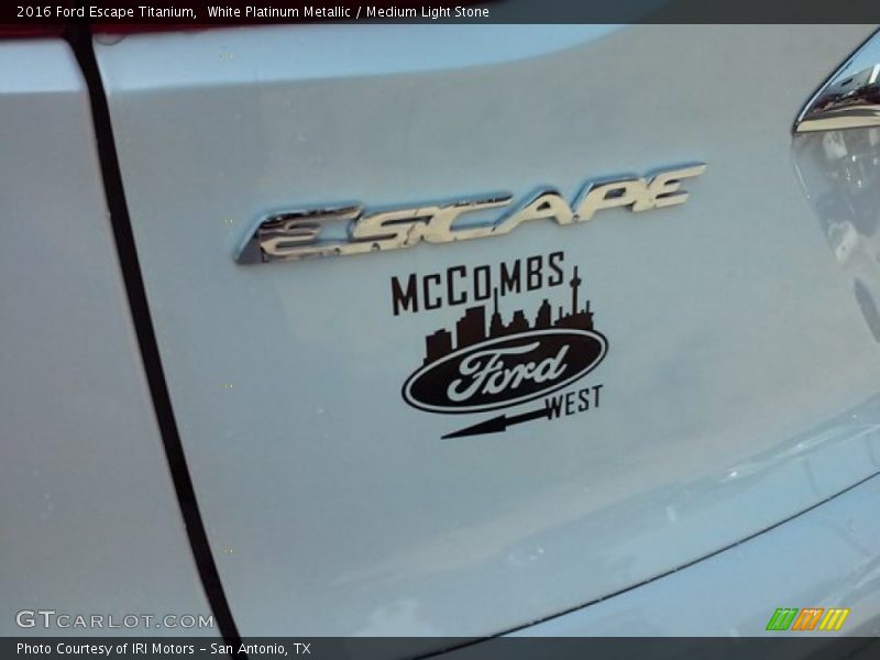 White Platinum Metallic / Medium Light Stone 2016 Ford Escape Titanium