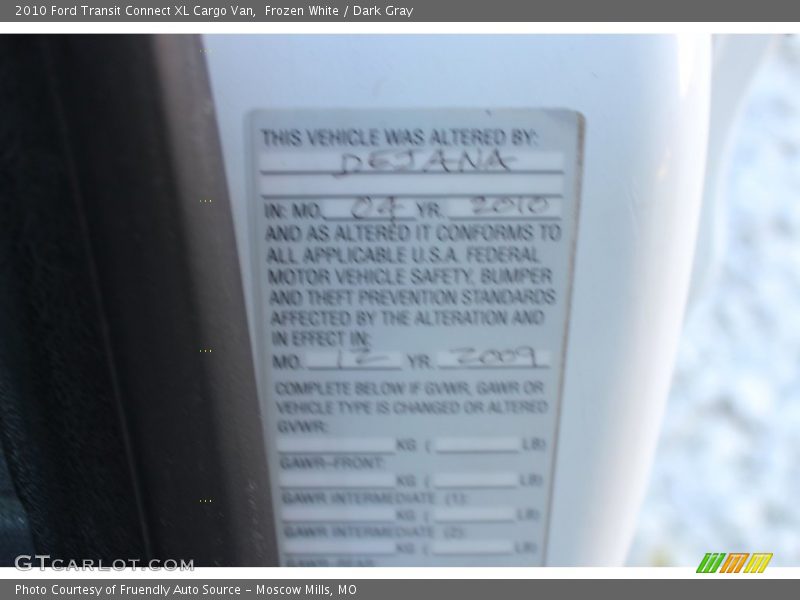 Frozen White / Dark Gray 2010 Ford Transit Connect XL Cargo Van