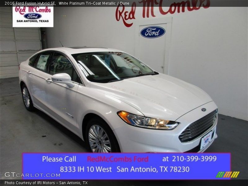 White Platinum Tri-Coat Metallic / Dune 2016 Ford Fusion Hybrid SE