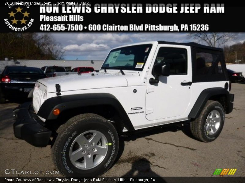 Bright White / Black 2016 Jeep Wrangler Sport