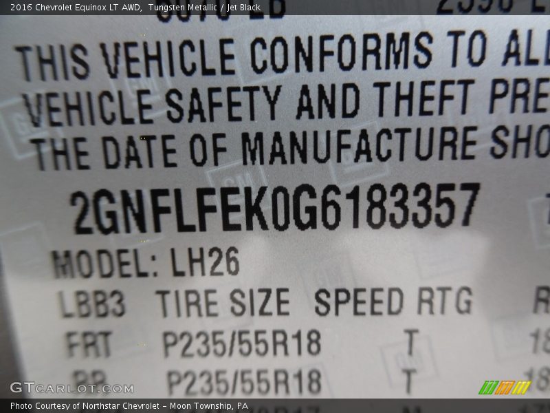 Tungsten Metallic / Jet Black 2016 Chevrolet Equinox LT AWD